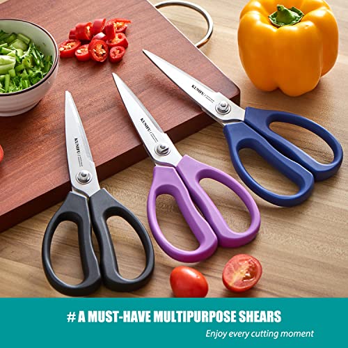 KUNIFU Kitchen Scissors, All Purpose Kitchen Shears, Heavy Duty Come Apart Scissors Gadgets Utensils - Black - Image 3