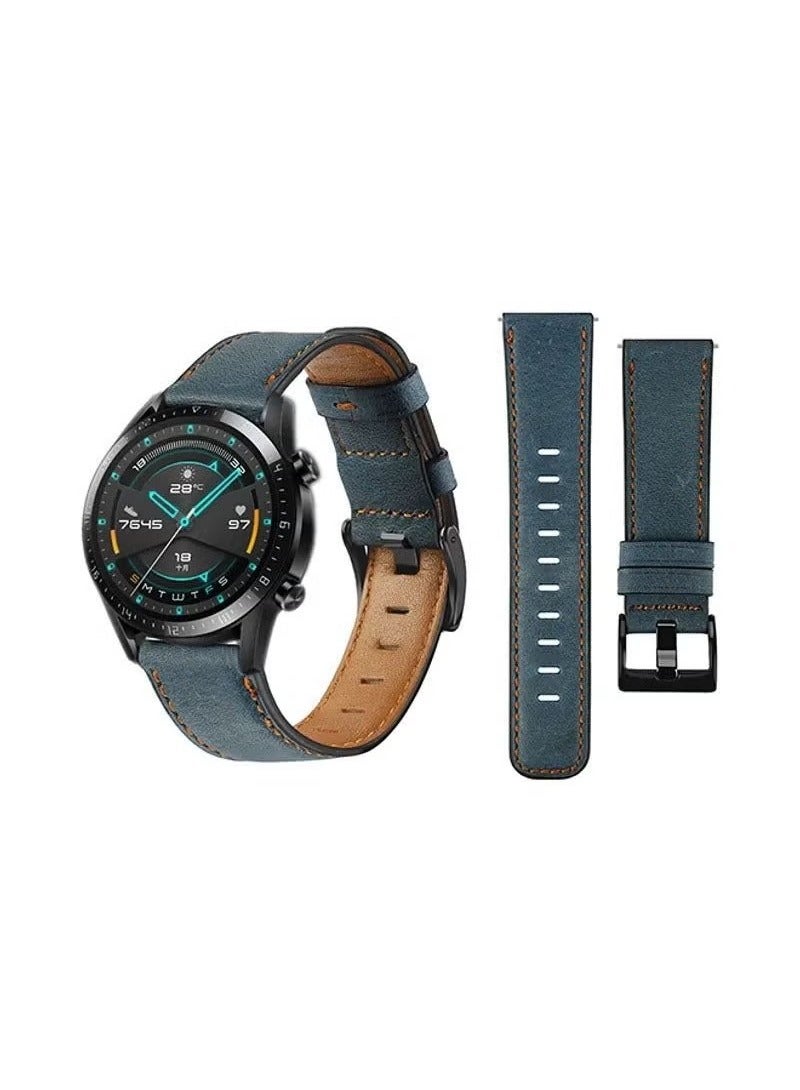 vesus Leather Replacement Band For Huawei Watch GT/GT2 Blue