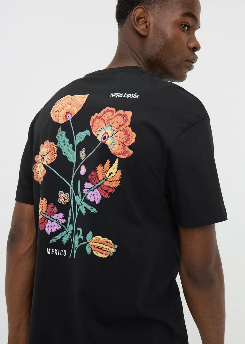 Matalan Black Floral Mexico T-Shirt