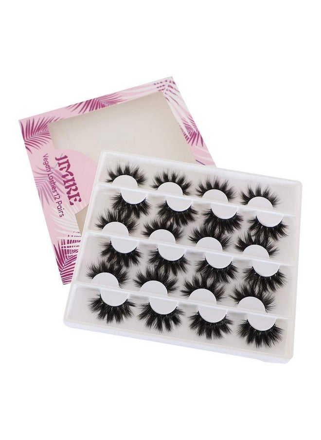 JIMIRE - 12 Pairs False Eyelashes Fluffy High Volume Fake Eyelashes Faux Mink Lashes - Image 1