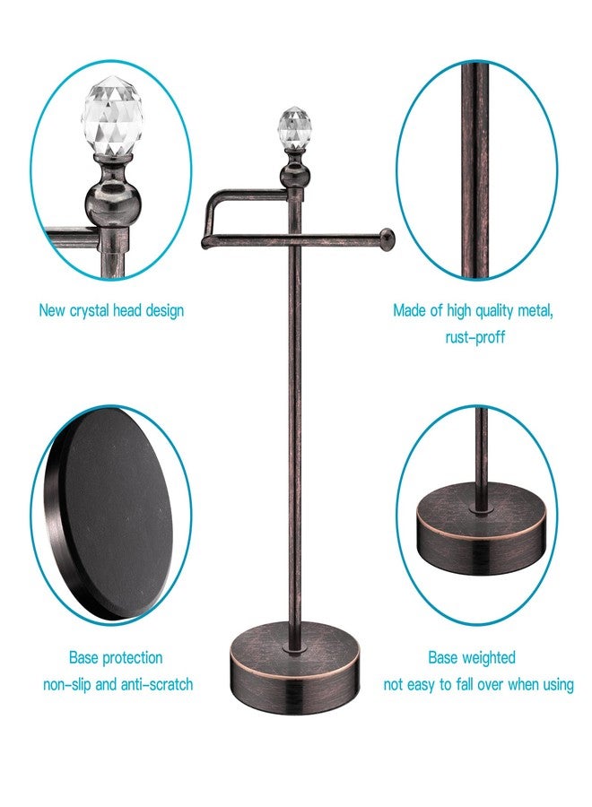 ROLABAM Heavy Weighted Hand Towel Holder(with Crystal Ball) Standing Hand Towel Holder Total Height 15.7'' for Kitchen,Bathroom,Vanity,Classic Decorative Metal Hand Towel Stand,Oil Rubbed Bronze - Image 3