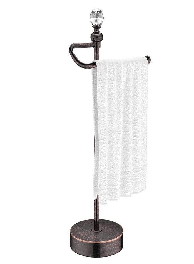 ROLABAM Heavy Weighted Hand Towel Holder(with Crystal Ball) Standing Hand Towel Holder Total Height 15.7'' for Kitchen,Bathroom,Vanity,Classic Decorative Metal Hand Towel Stand,Oil Rubbed Bronze - Image 1