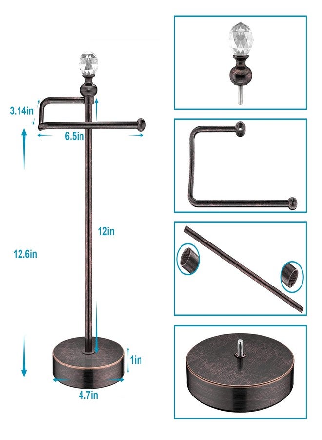 ROLABAM Heavy Weighted Hand Towel Holder(with Crystal Ball) Standing Hand Towel Holder Total Height 15.7'' for Kitchen,Bathroom,Vanity,Classic Decorative Metal Hand Towel Stand,Oil Rubbed Bronze - Image 2