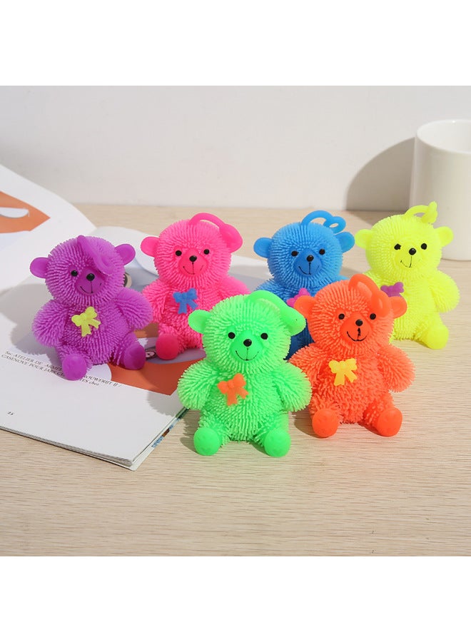 Inflatable Soft Rubber Fur Ball Flash Bear Teddy Bear Pinch Music Hand Pinch Decompression Toy Stall Factory-Color:Sitting Bear  - Image 2