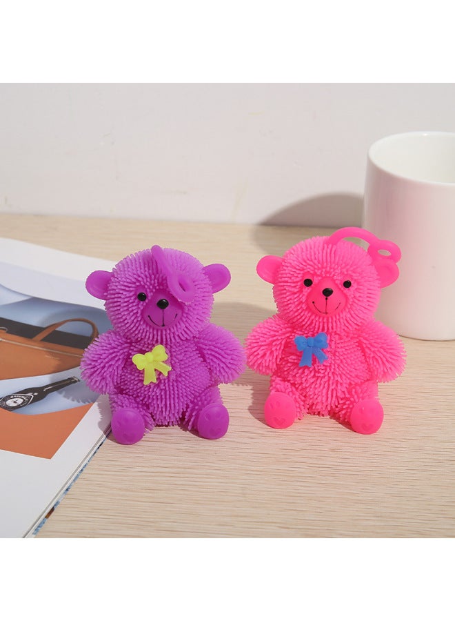 Inflatable Soft Rubber Fur Ball Flash Bear Teddy Bear Pinch Music Hand Pinch Decompression Toy Stall Factory-Color:Sitting Bear  - Image 4