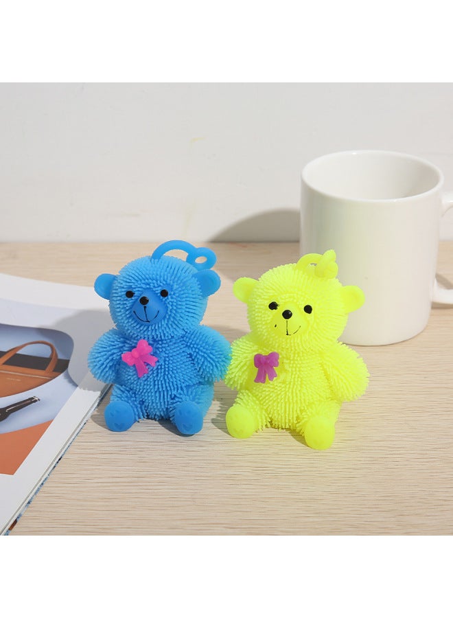 Inflatable Soft Rubber Fur Ball Flash Bear Teddy Bear Pinch Music Hand Pinch Decompression Toy Stall Factory-Color:Sitting Bear  - Image 3