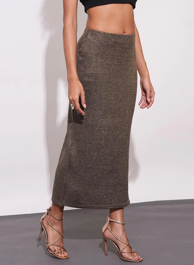 جلو باص تنورة طويلة ضيقة قابلة للتمدد بشق جانبي