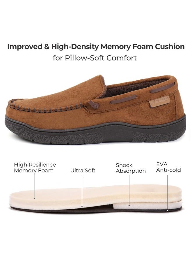 Zigzagger Men's Moccasin Slippers Memory Foam House Shoes, Indoor and Outdoor Warm Loafer Slippers, Camel, 11.5 M US - Image 5