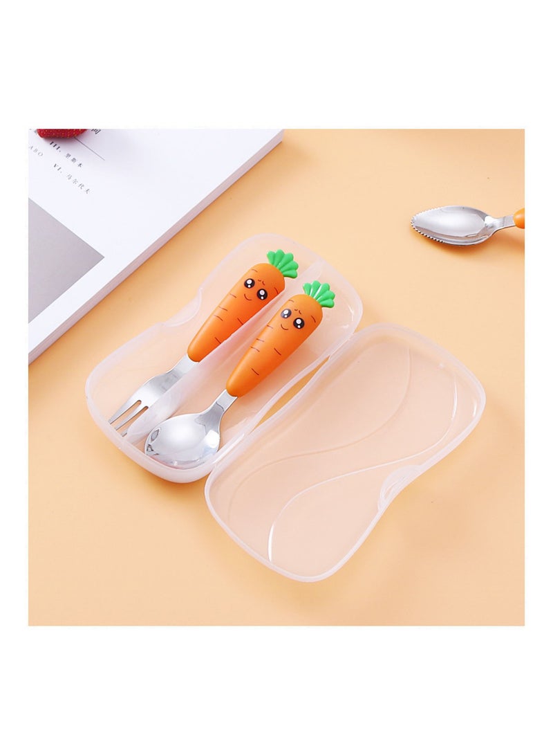 Highland 2-Piece Stainless Steel Carrot Kid’s Cutlery Set Orange - Image 2