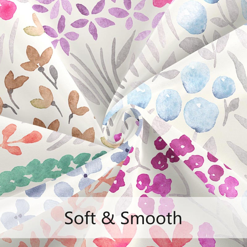 MAYZUS Hot Pink Cute Floral Shower Curtain, Colorful Plant Leaves Watercolor Flower Fabric Shower Curtain, Boho Funky Wildflower Shower Curtain Set, Cottagecore Bohemian Bathroom Decor, 72x72 - Image 5