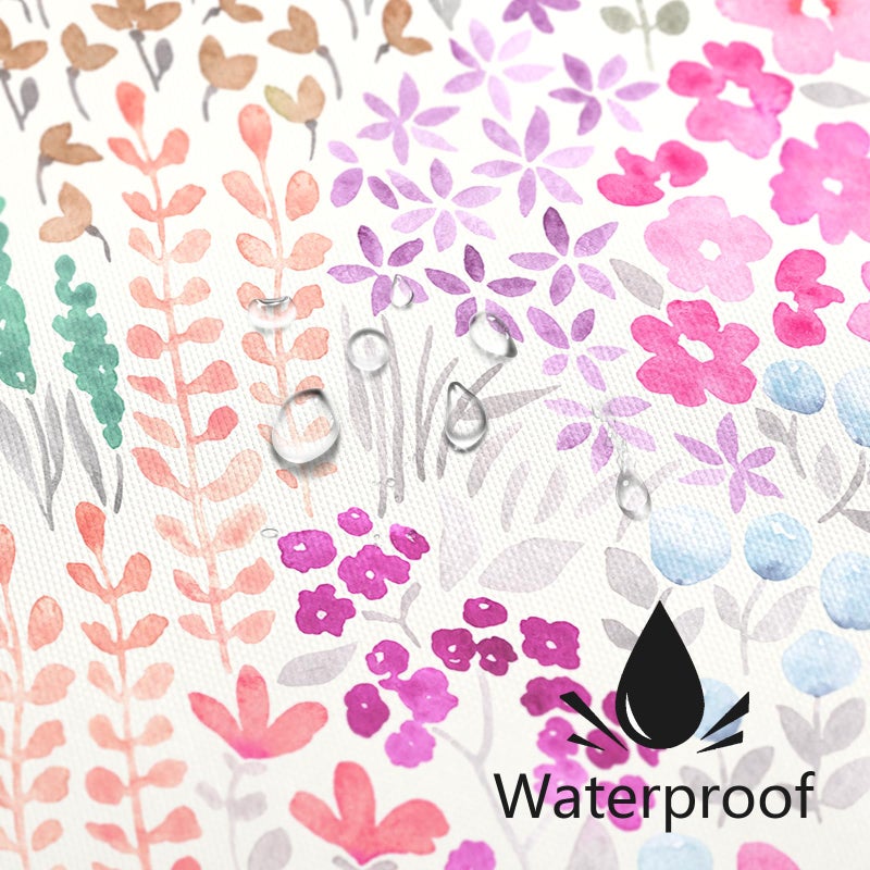 MAYZUS Hot Pink Cute Floral Shower Curtain, Colorful Plant Leaves Watercolor Flower Fabric Shower Curtain, Boho Funky Wildflower Shower Curtain Set, Cottagecore Bohemian Bathroom Decor, 72x72 - Image 4