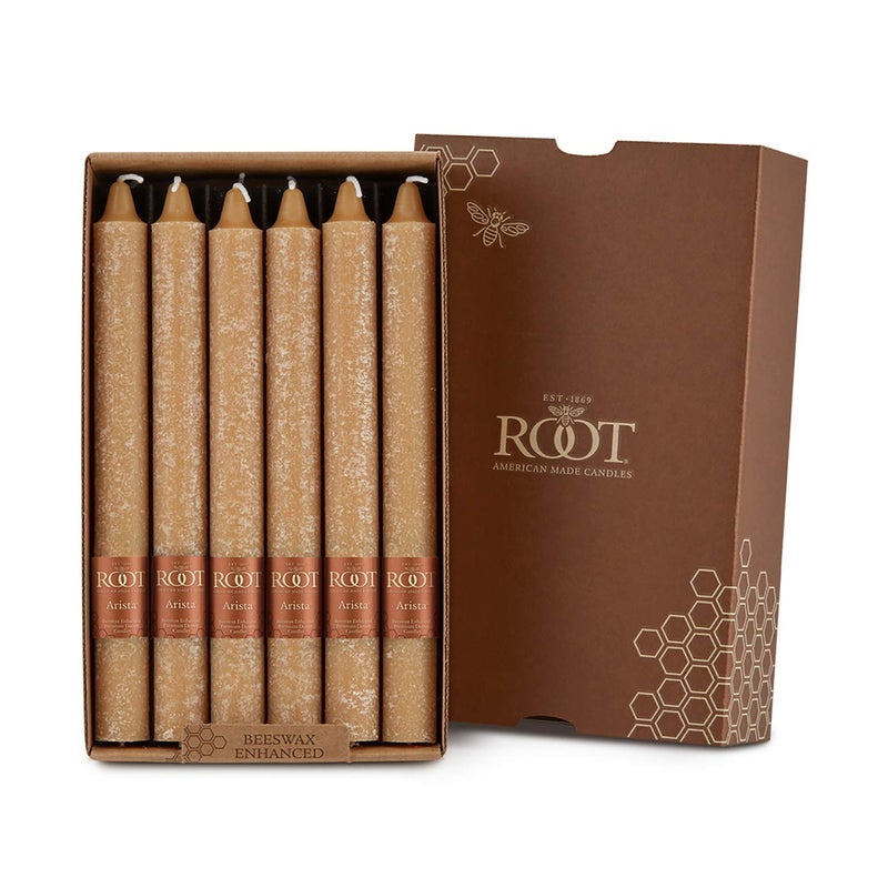 Root Candles Unscented Dinner Candles Premium Beeswax Blend Boxed Candle Set, 9-Inch, Beeswax, 12-Count - Image 1