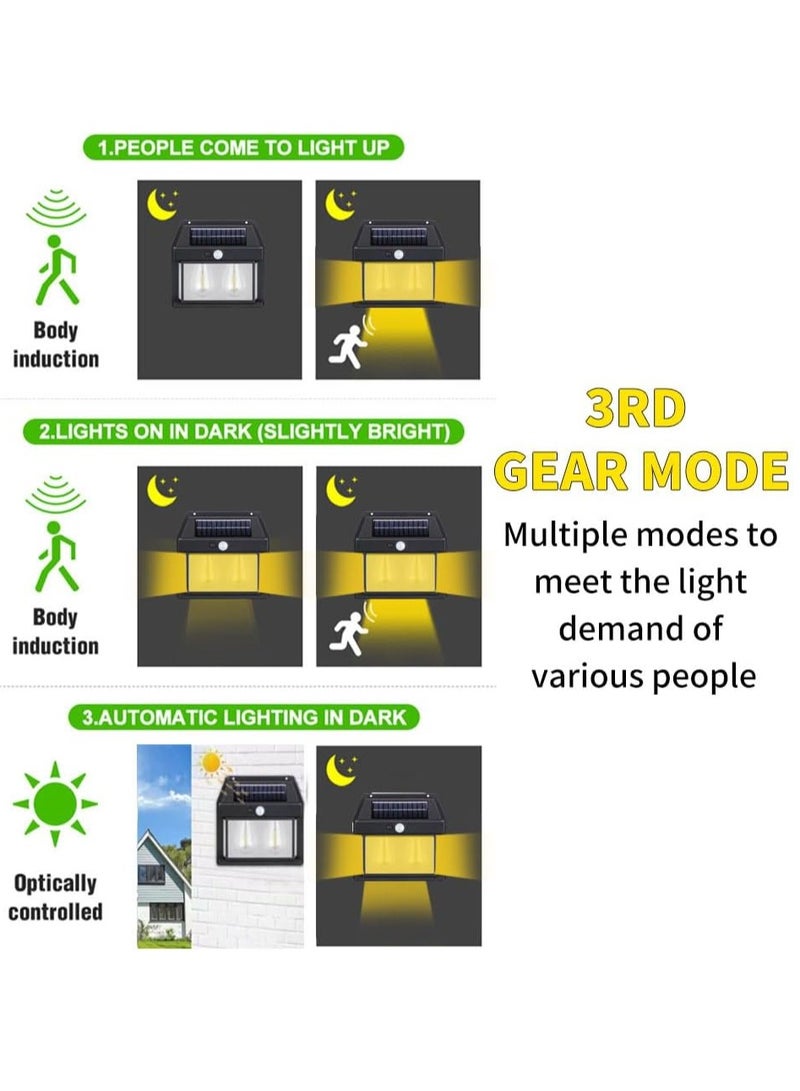 ELTRAZONE Outdoor Solar Dual Core Warm Light Wall Lamp – Wireless Motion Sensor LED Sconce with Dusk to Dawn Feature (IP65 Waterproof) - Image 3