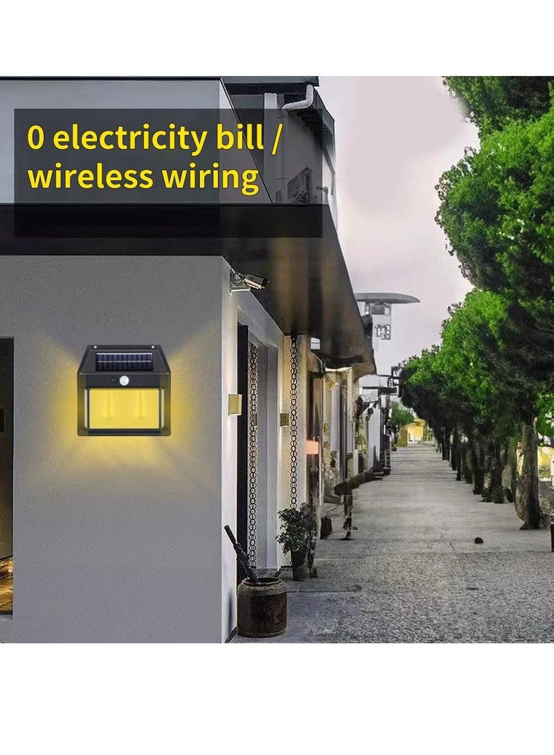 ELTRAZONE Outdoor Solar Dual Core Warm Light Wall Lamp – Wireless Motion Sensor LED Sconce with Dusk to Dawn Feature (IP65 Waterproof) - Image 2