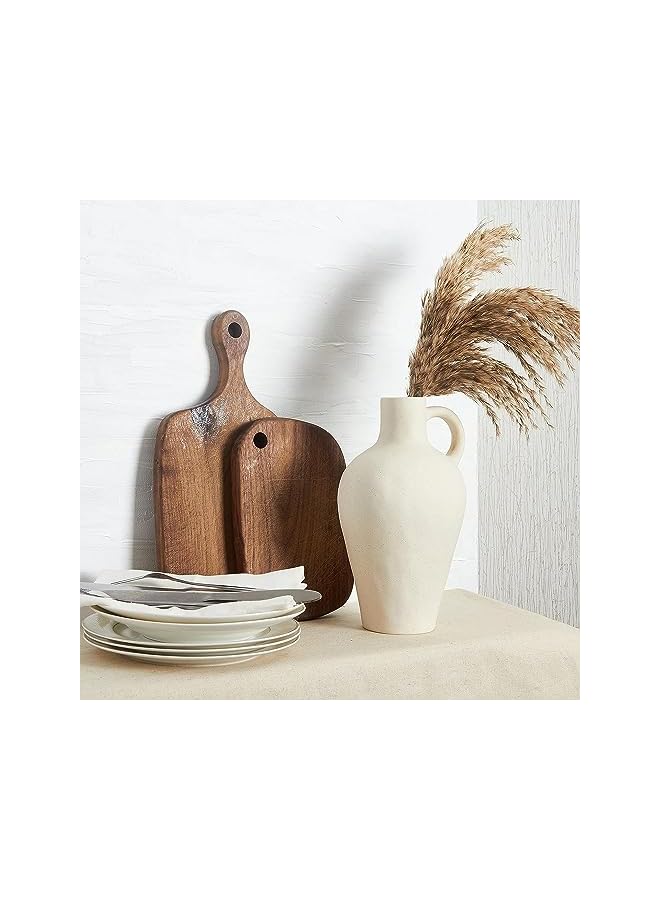 The Bros مزهرية سيراميك بيج مع 1 مقبض، مزهرية حديثة للمزرعة لتزيين المنزل، مزهرية تيراكوتا ريفية، مزهرية فخارية زخرفية، مزهرية صغيرة من الطين، قطع مركزية لطاولة الطعام - 25.6 سم ارتفاع - Image 2