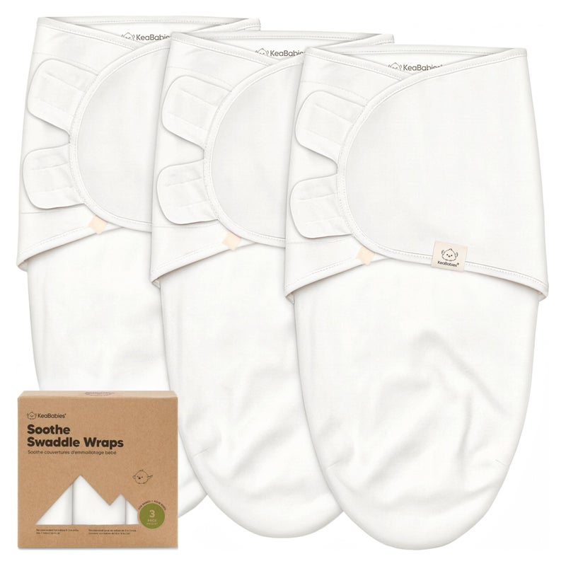 KeaBabies 3Pack Organic Baby Swaddle Sleep Sacks Swaddles for Newborns Infant 03 Months Baby Girls Boys Soft Snug Newborn Sleep Sack Nursery Swaddling Blankets Soft White OS - Image 2