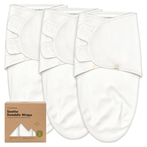 KeaBabies 3Pack Organic Baby Swaddle Sleep Sacks Swaddles for Newborns Infant 03 Months Baby Girls Boys Soft Snug Newborn Sleep Sack Nursery Swaddling Blankets Soft White OS - Image 1