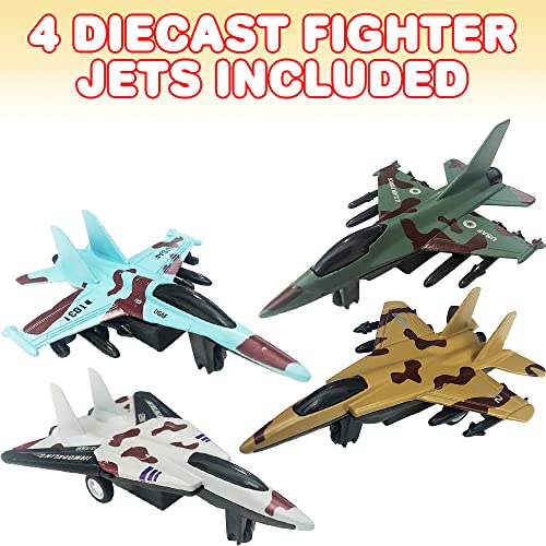 ArtCreativity United Sates Air Force Diecast Fighter Jet Toy Set of 4 Pullback Mechanism Metal Jet Plane Fighter Toys for Boys Air Force Military Cake Decorations Pull Back Airplane Party Favor - Image 5