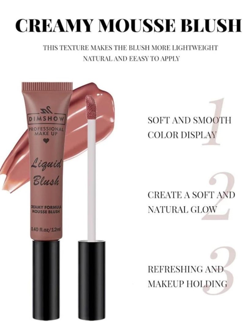 DIMSHOW Liquid Blush Creamy Formula Mousse Blush Creamy Liquid Matte Finish Blusher Face Beauty Makeup Liquid Tinted Mousse Blush Eyeshadow and Lipstick Long Wearing Moisturizing Blush 04 - Image 5