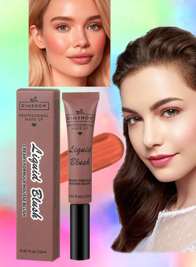 DIMSHOW Liquid Blush Creamy Formula Mousse Blush Creamy Liquid Matte Finish Blusher Face Beauty Makeup Liquid Tinted Mousse Blush Eyeshadow and Lipstick Long Wearing Moisturizing Blush 04 - Image 1