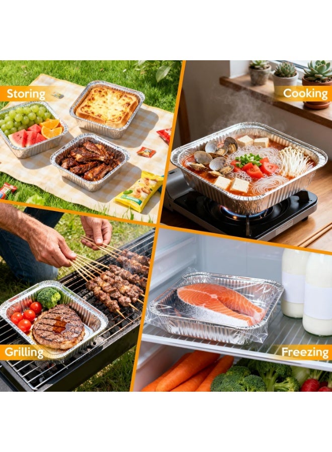 عربست 8 "x8" الألومنيوم ورق وعاء القابلة للتصرف - 20 حزمة مربع الخبز وعاء القابلة للتصرف اكسسوارات الشواية وجبة إعداد الحاويات الثقيلة الوظيفة القصدير ورق وعاء للخبز كعكة، فرن الطبخ، التدفئة، التخزين - Image 4