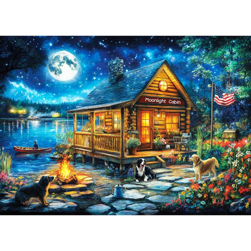 lamplig Puzzles for Adults 1000 Pieces Jigsaw Puzzles 1000 Pieces Lakeside Cabin Moonlight 1000 Piece Puzzles with Letters on Back Puzzle for Fun Game Nights Gift 276x205 inch 11 Poster - Image 3