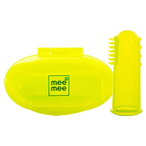 Mee Mee Unqiue Baby Silicone Finger Brush with Super Soft Bristles and Storage Case for Easy Teeth/Gum Cleaning of Kids/Babies(Green). - Image 1
