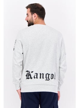 KANGOL Men Ribbed Neck Graphic Long Sleeves Sweatshirt, Grey  - Image 3