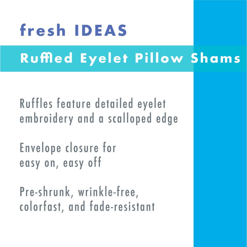 Fresh Ideas Ruffled Bed Pillow Shams with Embroidered Eyelet Detail  King  Ivory  2-Pack - Image 3