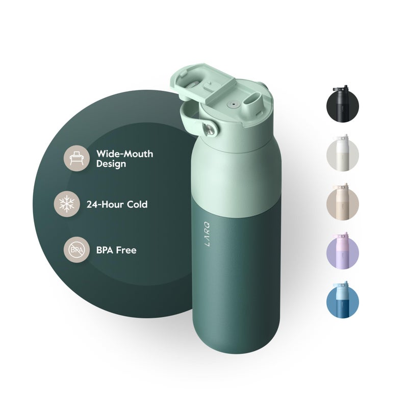 LARQ Bottle Swig Top 23oz - Insulated Stainless Steel Water Bottle With Built-In Silicone Handle | Thermos, BPA Free | Reusable Water Bottle for Sports, Gym, and Travel, Eucalyptus Green - Image 1
