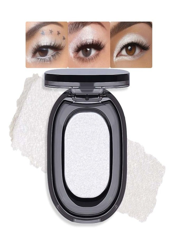 HHLTOH Eyeshadow Single Shimmer, Monochrome Glittler Eyeshadow Palette, Pressed Glitter Single Eyeshadow, Everyday Low Saturation Delicate Long-Lasting Eye Makeup Looks Eye Shadow White 02 - Image 1