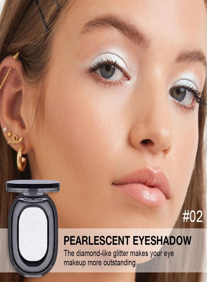 HHLTOH Eyeshadow Single Shimmer, Monochrome Glittler Eyeshadow Palette, Pressed Glitter Single Eyeshadow, Everyday Low Saturation Delicate Long-Lasting Eye Makeup Looks Eye Shadow White 02 - Image 2