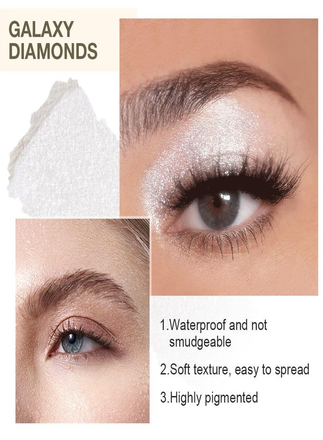 HHLTOH Eyeshadow Single Shimmer, Monochrome Glittler Eyeshadow Palette, Pressed Glitter Single Eyeshadow, Everyday Low Saturation Delicate Long-Lasting Eye Makeup Looks Eye Shadow White 02 - Image 5