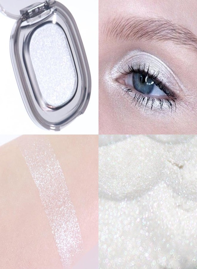 HHLTOH Eyeshadow Single Shimmer, Monochrome Glittler Eyeshadow Palette, Pressed Glitter Single Eyeshadow, Everyday Low Saturation Delicate Long-Lasting Eye Makeup Looks Eye Shadow White 02 - Image 4