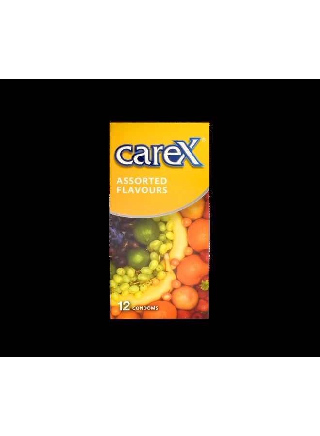 careX Assorted Flavours Condoms | Delicious Fruity Sensation | 12 Count - Image 1