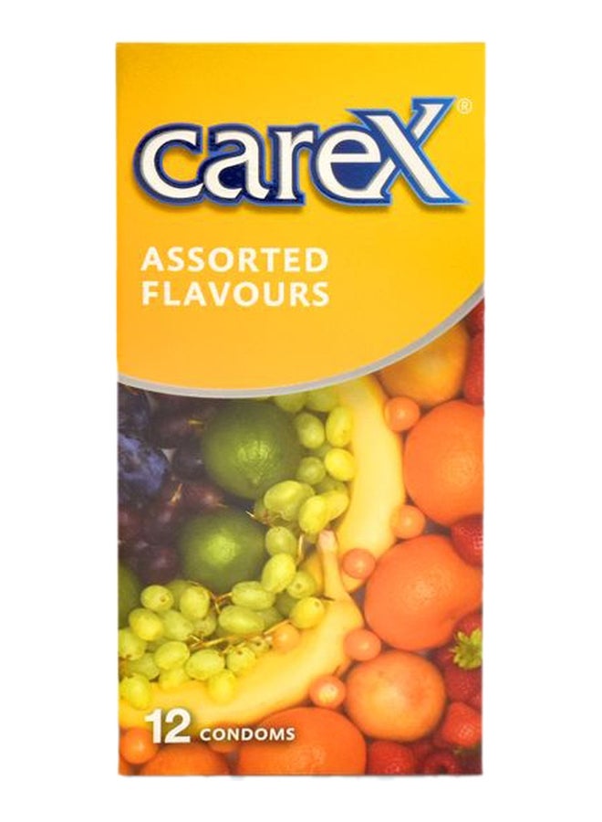 careX Assorted Flavours Condoms | Delicious Fruity Sensation | 12 Count - Image 1
