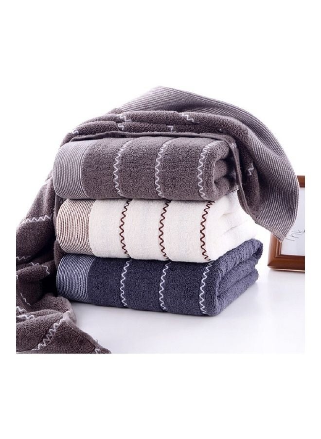 Large Pure Cotton Bath Towel, Textured Striped Pattern 100% Cotton Soft Highly Absorbent Hand Towel for Bathroom Bath Towel Luxury Hotel & Spa Bathroom Hand Towels Washcloth Decoration Bath Sheets (Brown) - Image 4