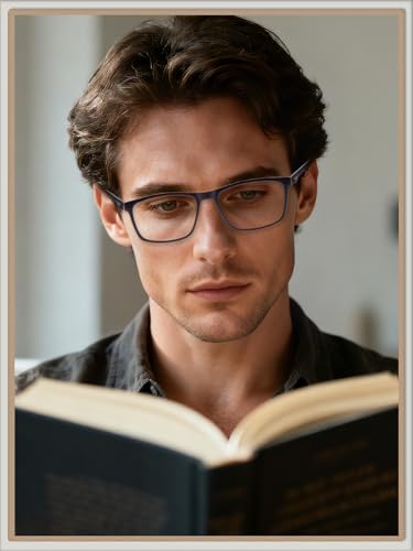 LianSan Progressive Multifocus Reading Glasses for Men,No-Line Blue Light Blocking Multifocal Computer Readers Anti Eyestrain(2 Colors/Progressive Top is not Zero,1.25x) - Image 2