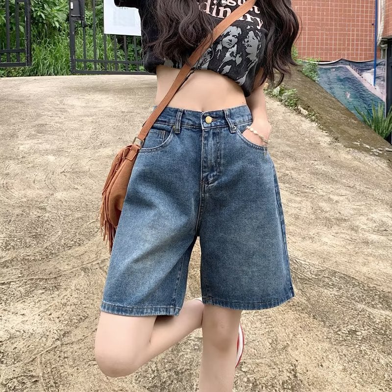 Petite Straight-Leg Slimming Jeans For Women, American Design, High-Waisted, Loose Wide-Leg, Mid-Length Pants, Trendy On Instagram - Image 3