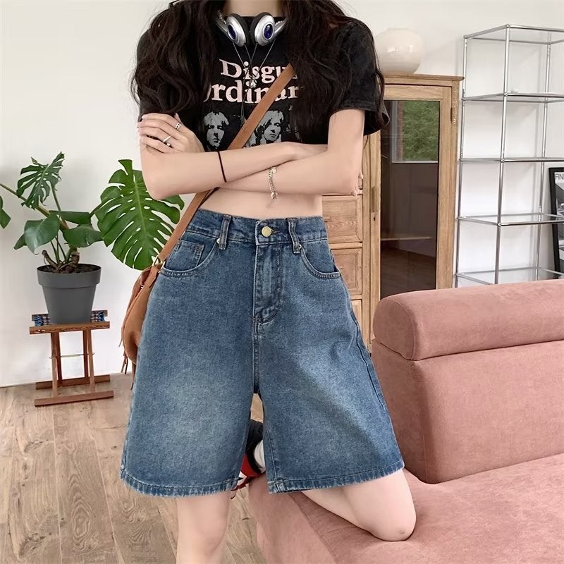 Petite Straight-Leg Slimming Jeans For Women, American Design, High-Waisted, Loose Wide-Leg, Mid-Length Pants, Trendy On Instagram - Image 2