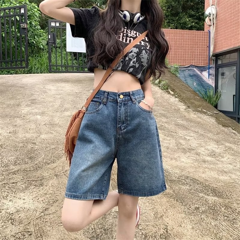 Petite Straight-Leg Slimming Jeans For Women, American Design, High-Waisted, Loose Wide-Leg, Mid-Length Pants, Trendy On Instagram - Image 4