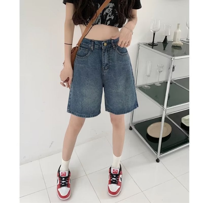 Petite Straight-Leg Slimming Jeans For Women, American Design, High-Waisted, Loose Wide-Leg, Mid-Length Pants, Trendy On Instagram - Image 5