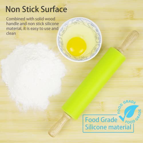 Remeel Silicone Rolling Pin for Baking Non-stick Rolling Pin Dough Roller Wooden Handle Kitchen Accessories Pastry Roller - Image 4