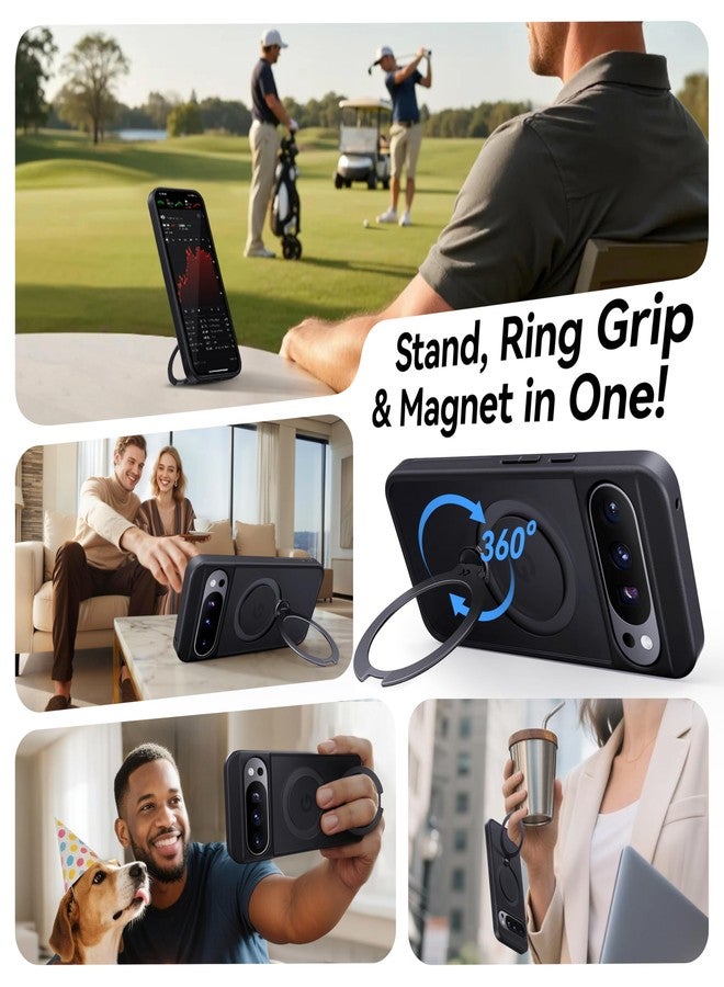 CASEKOO Patented 360 Spin Magnetic Stand for Google Pixel 10 Pro Case/Pixel 10 Case [Fit for Pixelsnap & MagSafe] [16FT Military-Grade Protection] [Anti-Slip] Matte Rugged Slim 6.3'', Black - Image 3