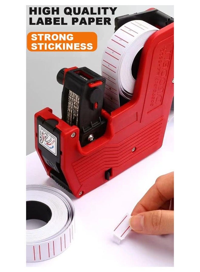 Handheld label machine kit with price labels, 1-line labeler, 2 rolls of labels, and 5 red ink wheels - Image 3