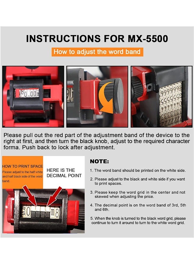 Handheld label machine kit with price labels, 1-line labeler, 2 rolls of labels, and 5 red ink wheels - Image 5