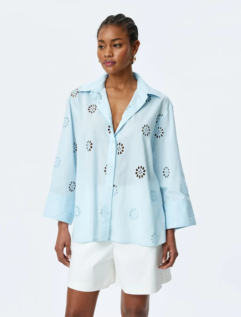 KOTON Broderie Shirt Collar Tunic