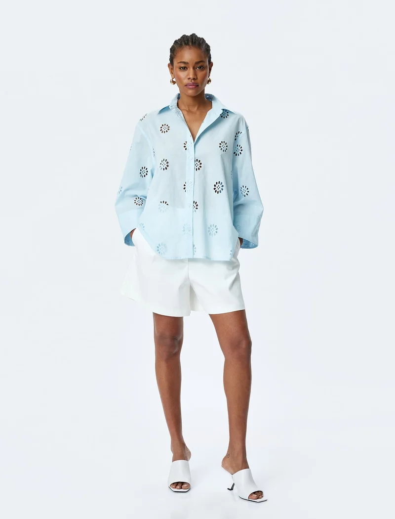 KOTON Broderie Shirt Collar Tunic