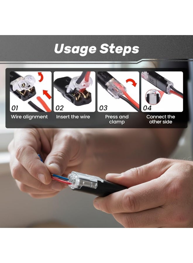 Double Wire Plug in Connector with Locking Buckle, Flame Retardant Locking Wire Quick Connectors, Suitable for Emergency Repairs, Home and Automotive Wiring, Easy to Use (50PCS) - Image 2