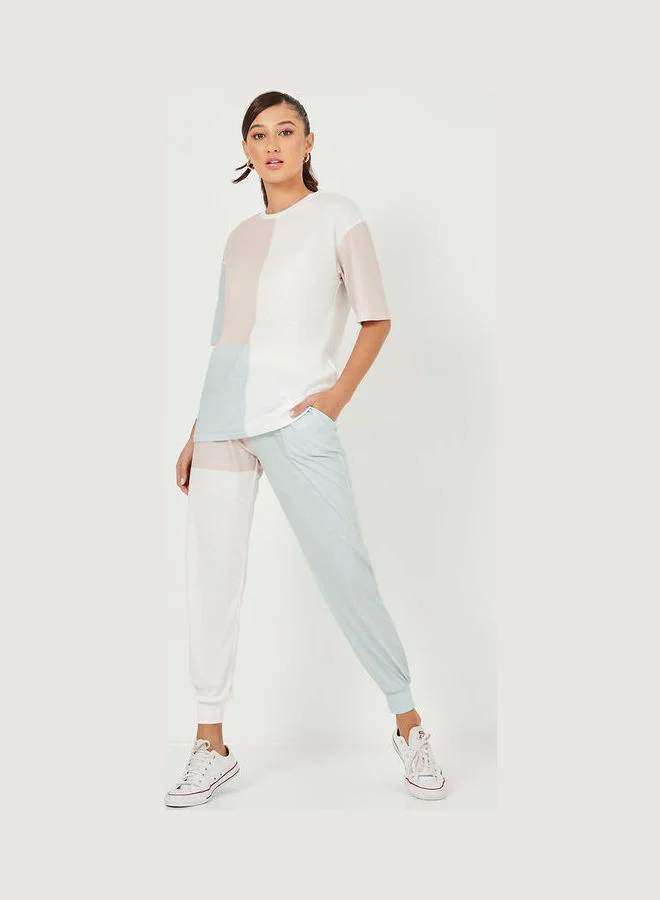Styli Colorblock Short Sleeves T-shirt and Jogger Lounge Set